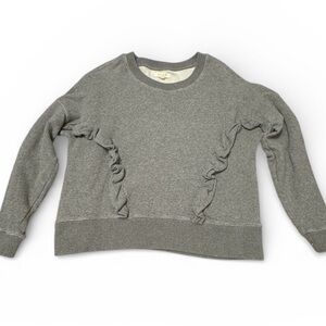 Madewell Gray Ruffled Crew Neck Sweatshirt